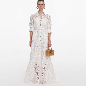 Self-Portrait NWOT WHITE LACE COLLARED MAXI DRESS